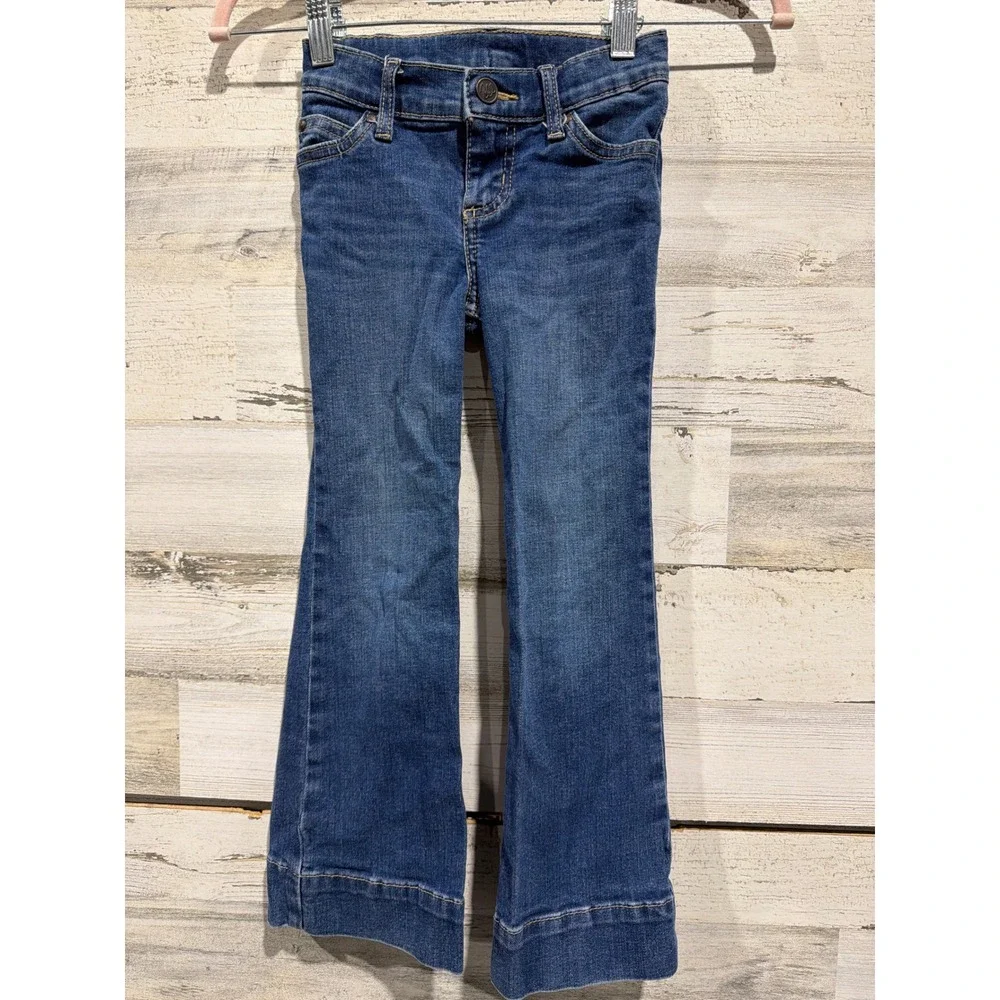 Wrangler Bootcut Jeans Girls Size 5 Blue Adjustable Waist Western Classic EUC